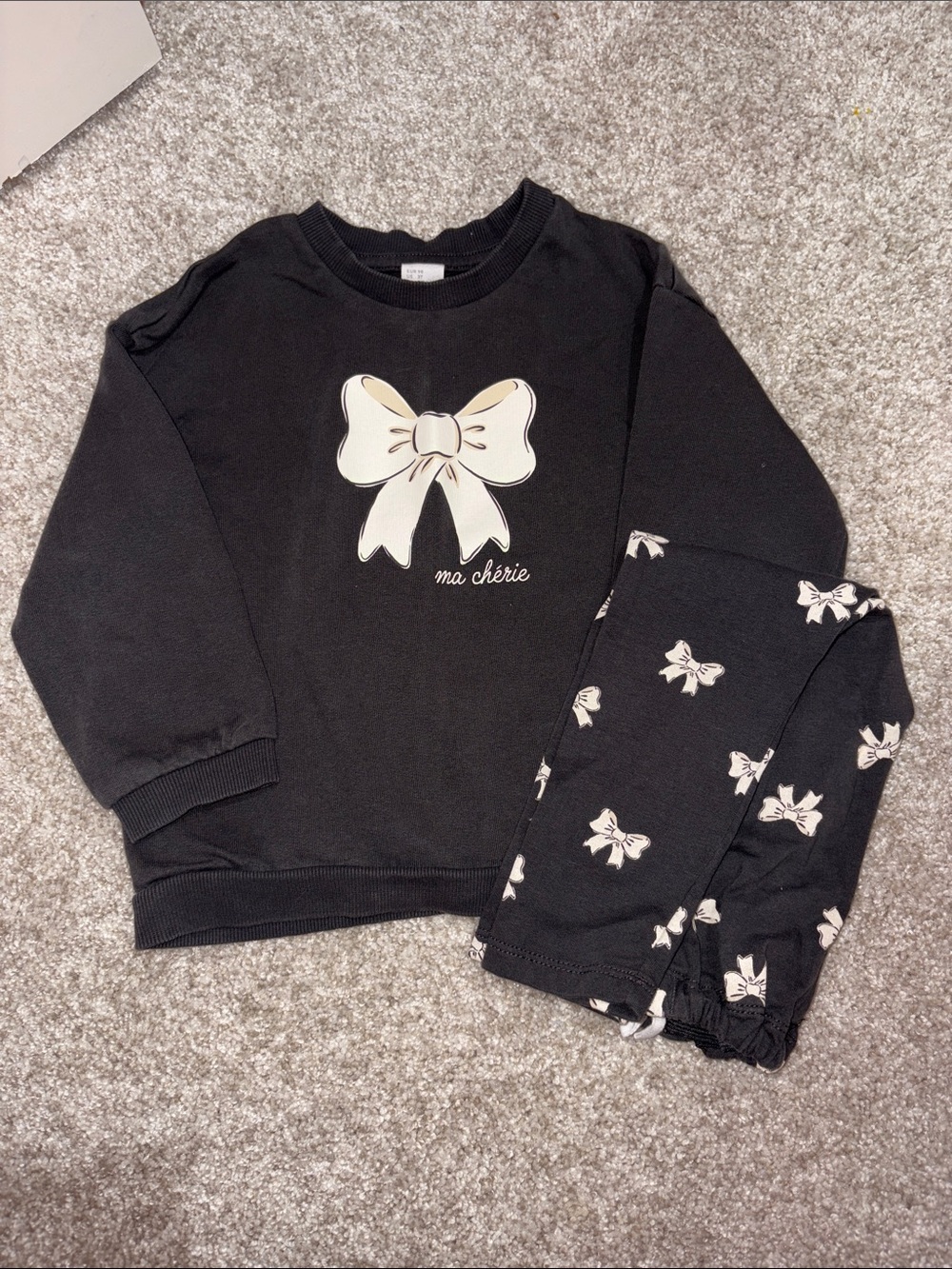 H&M Kids Black Bow sweatshirt and legging set